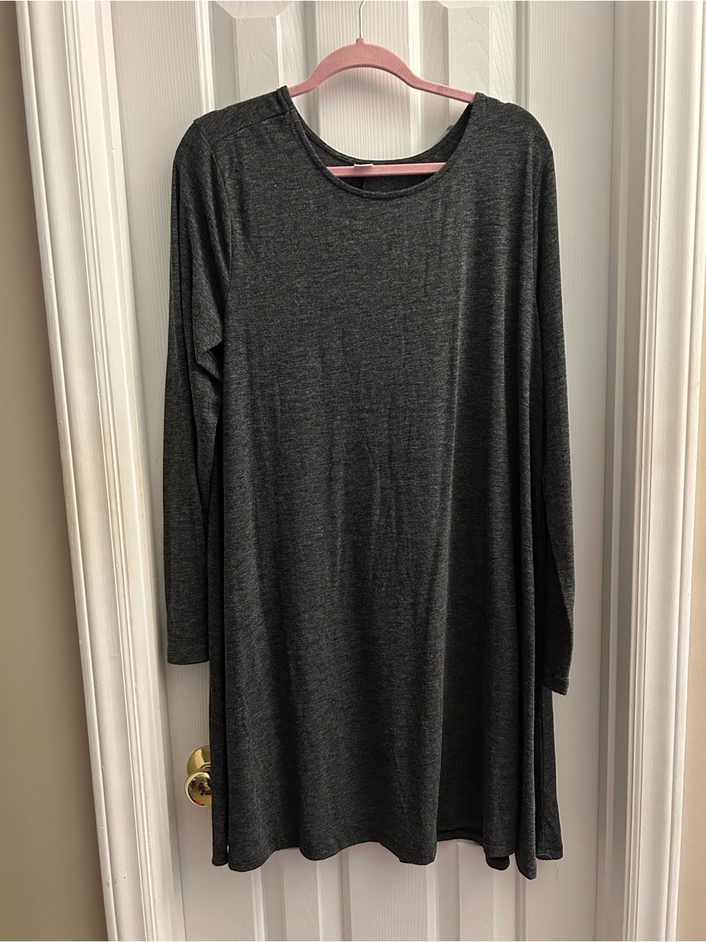Charcoal Long Sleeve Swing Dress